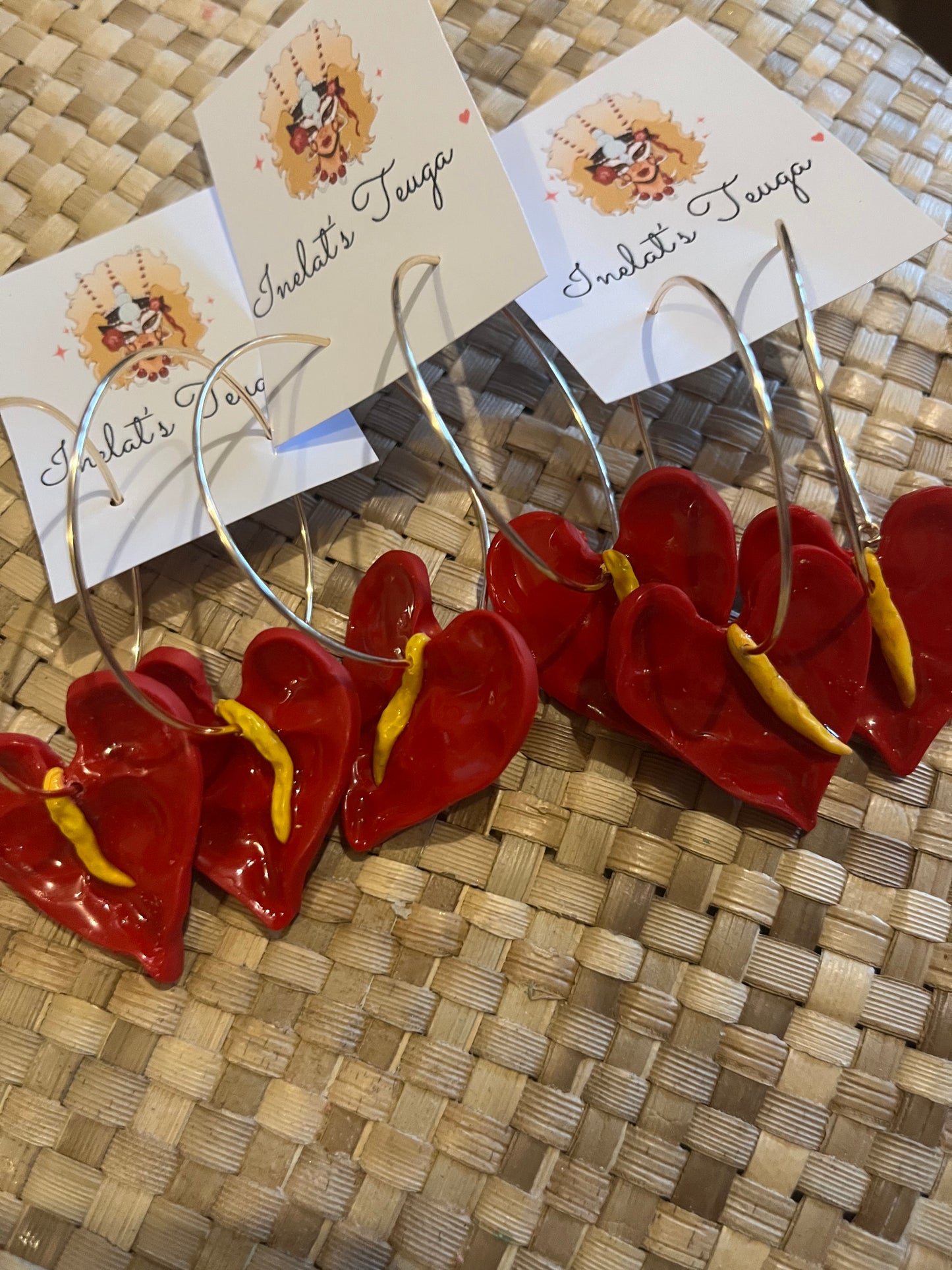 Anthurium stud & hoop earrings